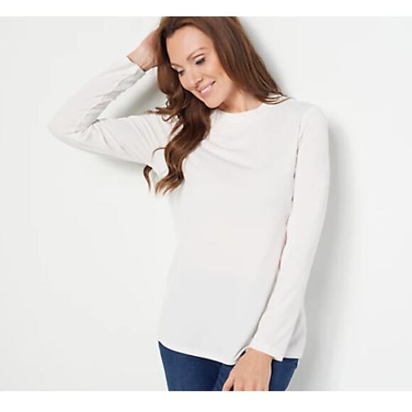 Susan Graver X-Large 18/20 Liquid Knit TOP Modern Essentials Cream Ivory XL QVC - Picture 1 of 7